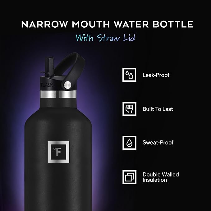 IRON °FLASK Camping & Hiking Hydration Flask with Straw, BPA-Free Insulated Stainless Steel Sports Water Bottle - 24 oz Bubble Gum