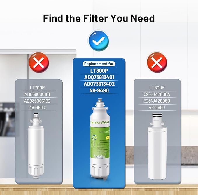 RWF3500A Replacement for LT800P Kenmore 469490 with Air Filter LT120F, 469490, WS620A, LSC22991ST, LSXS26366S, ADQ73613401, LSXS26366D, LUPXS3186N, LSXS26386S LMXS30776D - AquaVibe