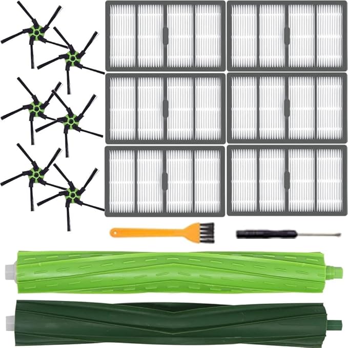 Replacement Parts Kit Compatible with Roomba s9(9150),s9+(9550), Series Vacuum Cleaner.Pack of 1 Set of Multi-Surface Rubber Brushes,6 Side Brushes,6 Filters,2 Tools - AquaVibe