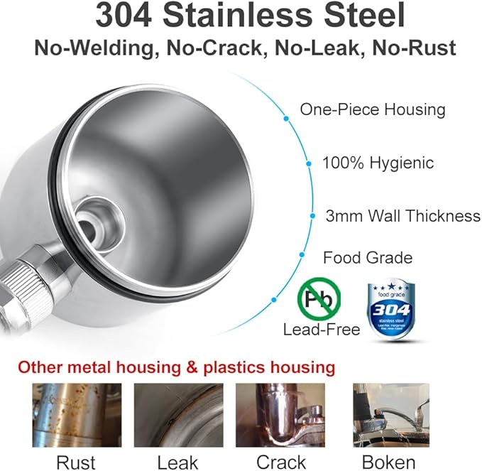 WINGSOL Faucet Water Filter Stainless-Steel Reduce Chlorine, PFAS, Japan PAC Filter Improve Taste, Faucet Filters for Faucets-Fits Standard Faucets (PAC-2P)