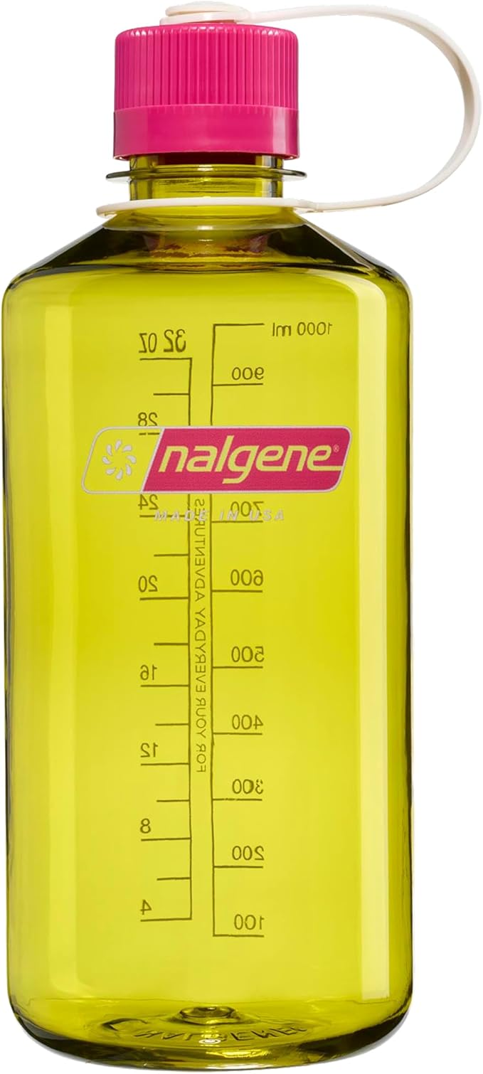 Nalgene 32 oz Narrow Mouth Water Bottle | BPA-Free, Durable & Leak Proof, Lightweight for Gym & Office – Thrill & Motion, Endive w/Fuschia Purple