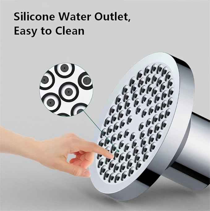20-Stage Filtered Shower Head - Built-in Hard Water Softener Effectively Removes Chlorine and Heavy Metals, Improving Scalp and Skin Irritation,6-Inch Pressurized Overhead Shower Head (Silver)