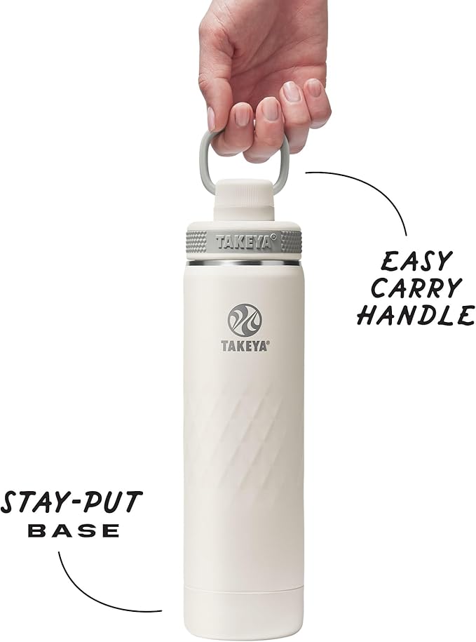 Takeya Sport 22 oz Triple-Insulated Stainless Steel Water Bottle, Spout Lid – Leakproof, Sweatproof, BPA-Free, Keeps Drinks Cold 36 Hrs, Hot 14 Hrs – Alpine