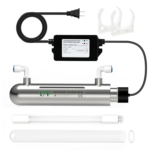 UV Water Filter,Add-on Kit for Under Sink Water Filtration Systems,Ultraviolet Water Purifier Sterilizer Filter for Whole House Water Purification,0.5GPM 6W Lamp Power 110V (SSE-006)