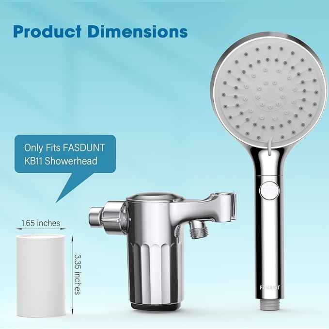 FASDUNT 20-Stage Shower Filter Replacement Cartridge for KB11 Handheld Shower Head - Restores PH Balance, Glowing Skin, Strong Nails & Shimmering Hair