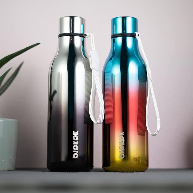 BJPKPK Insulated Water Bottles, 18 oz Stainless Steel Metal Water Bottle with Strap, BPA Free Leak Proof Jugs, Mugs, Flasks, Reusable Thermal Flasks for Sports & Travel, Wonderland