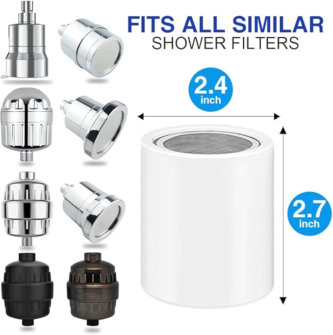 15 Stage Shower Head Filter for Hard Water - Black, High Output, Reduces Chlorine, Dry Skin & Itchy Scalp - Includes 4 Replaceable Filter Cartridges