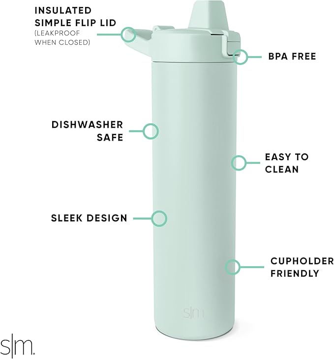 Simple Modern Filtered Water Bottle | Insulated Stainless-Steel Carbon Filter Travel Water Bottles | Reusable for Clean Drinking Water On The Go | 24oz, Retro Mint