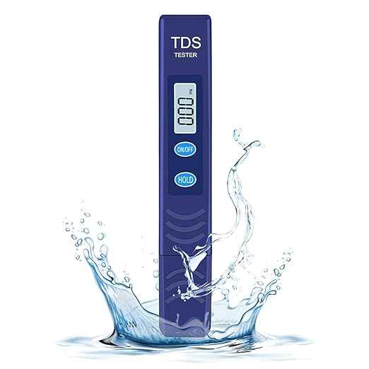 TDS Meter, Digital Water Quality Tester with Automatic Temperature Compensation (ATC), 0-9990 ppm Range, for Drinking Water, Tap Water, Aquariums, Water Filters (Blue)