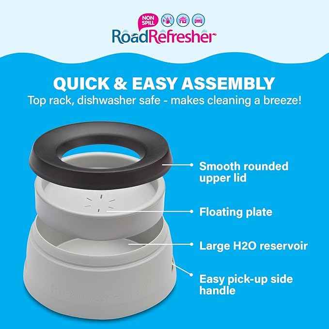 Prestige Pets Road Refresher™️ - Cat and Dog Water Bowl Dispenser - No Spill Water Bowl for Dogs and Cats - Travel Cat Bowl or Dog Bowl - Grey - Large