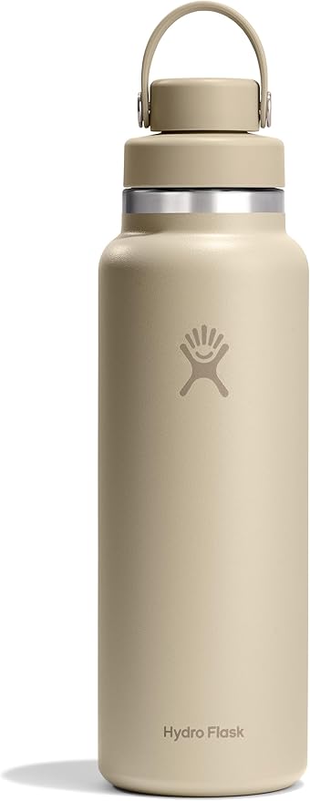 Hydro Flask Water Bottle - Insulated Stainless Steel - Wide Mouth Flex Chug Lid, Non Spill, Leakproof in 40 Oz Tonal Oat Tan
