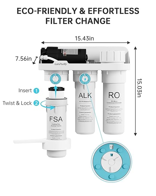 Reverse Osmosis System, 450 GPD Tankless 7-Stage Reverse Osmosis Water Filter, RO Water Filter System Under Sink, NSF/ANSI 58 Certified, 2:1 Pure to Drain