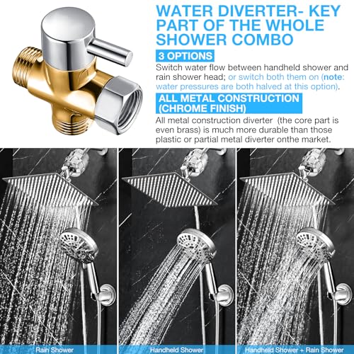 10" Dual Filtered Shower Head Showerhead Handheld Sprayer 20 Stage Water Filter Diverter 79" Hose Combo