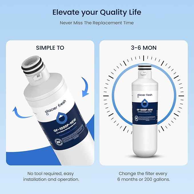 GLACIER FRESH Water Filter LT1000PC Replacement for Refrigerator, Compatible with MDJ64844601, ADQ747935 ADQ74793504 Water Filter (6 Pack)
