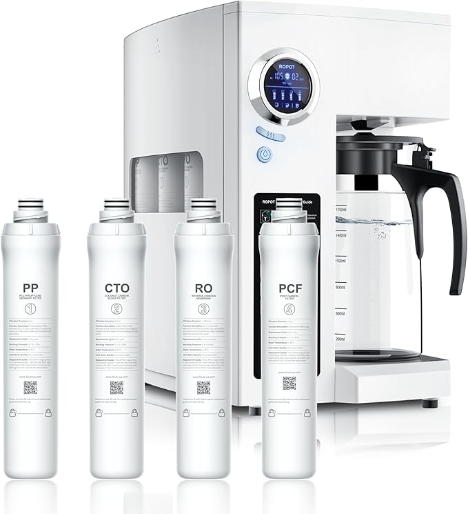 Bluevua RO100ROPOT(UV) Reverse Osmosis System Countertop Water Filter, with ROPOT 4-Pack Replacement Filter Set, Bundle