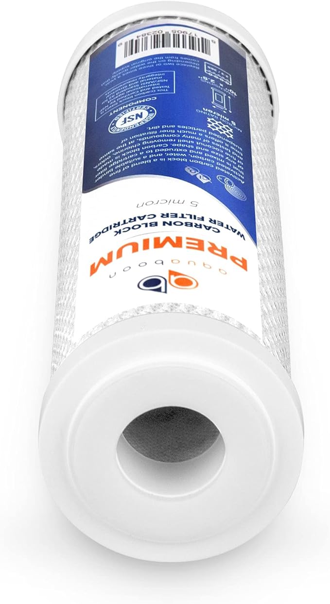 Aquaboon Premium 5 Micron Carbon Block Water Filter 10" x 2.5" – 25-Pack CTO Whole House Filters for Countertop & Under Sink Systems, Compatible with FXWTC