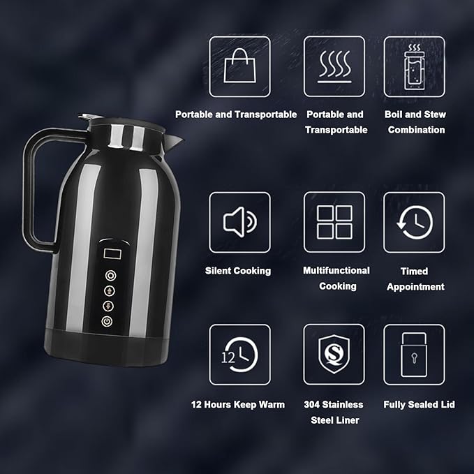 Car Kettle Water Boiler,12V/24V Temperature Display Heater - Car Water Heater Tea Kettle - for Travel Commuting Family Outing Tea Coffee Milk Instant Noodles