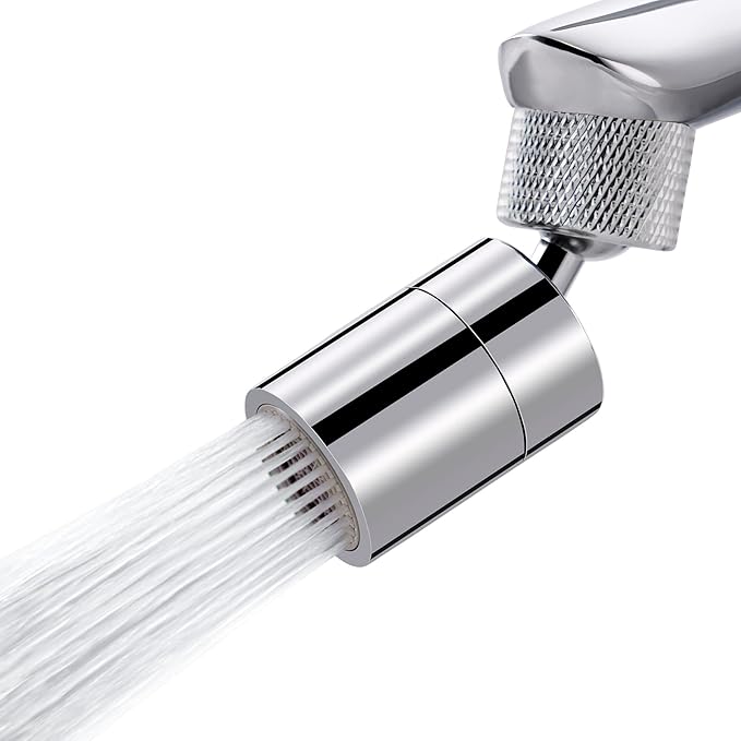 Hibbent NSF/ANSI/CAN 61 Certified Dual-function Faucet Aerator, CUPC Certification Big Angle Rotate Kitchen Sink Aerator 360 Degree Swivel Sink Sprayer Attachment-55/64 Inch Female Thread-Chrome