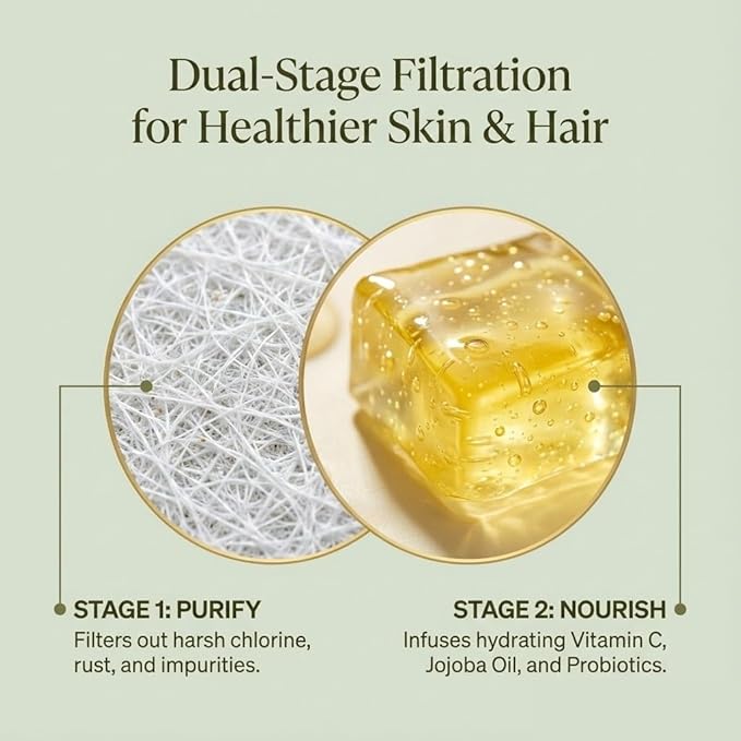 Premium Vitamin C Shower Filter for Hair and Skin - High Output Chlorine Remover & Water Filtration - Reduces Dry Itchy Skin & Frizzy Brittle Hair - Universal Fit (Clean Cotton Scent)