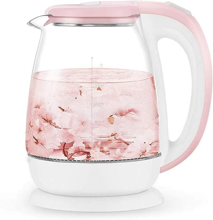 Kettles,Glass Electric Kettle,Eco Water Kettle with Illuminated Led,Bpa Free Cordless Water Boiler with Stainless Steel Inner Lid Bottom,Fast Boil Auto-Off Boil-Dry Protection,1.8L 1500W/Blue hopeful
