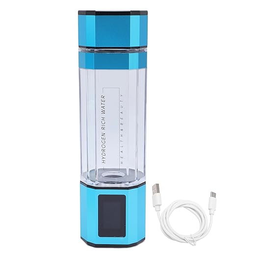 New Hydrogen Water Bottle, 300ml PCTG Type C 5V Hydrogen Rich Water Generator Cup for Home Office Outdoor Sports (Blue)