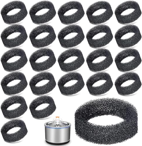 24 PCS Pet Fountain Filter Cat Water Fountain Sponge Cat Fountain Filter Replacement Sponge Foam for 2.2 L 74 OZ (24 Count)