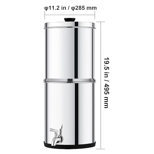 Happybuy Gravity-fed Water Filter System, 2.25G 304 Stainless-Steel Countertop System, It's a Water Filtration System That Reduces Lead and up to 99% of Chlorine