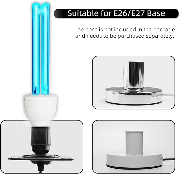 6 Pack 25 Watts UVC Light Bulb Ozone Free, Replacement UV Light Bulb for Bedroom/Bathroom/Closet/Kitchen, 253.7nm Wavelength Covers up to 400sq.ft, E26 110V CTUV-25