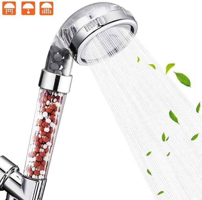 Nosame Shower Head, Filter Filtration High Pressure Water Saving 3 Mode Function Spray Handheld Showerheads for Dry Skin & Hair