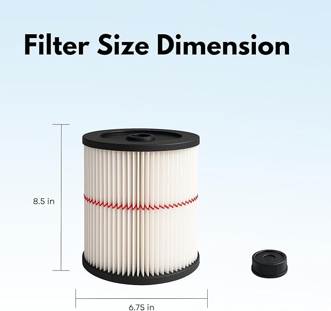 Nispira 9-17816 17816 Red Stripe Replacement HEPA Filter for Craftsman Craftsman Shop Vac Wet/Dry Vacuum 5/6/8/12/16/32 Gallon Larger, 2 Pack - AquaVibe