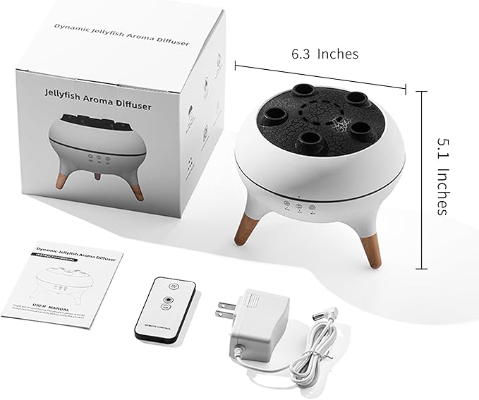 REGINEXT Mushroom Cloud Aroma Diffuser - 3-Timer Setting, 7-Smoke Modes, 7-Color LED, Meditation Buddy with Water Jelly Shape Fog, Home Decor for Bedroom/Living Room/Office - Auto Shut-Off
