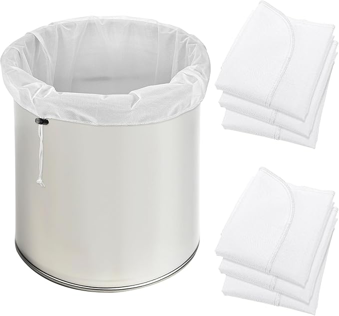 6 Pack Reusable Brew Bags, Extra Large 26"x22" Fine Mesh Strainer Bag with Adjustable Drawstring for Home Brewing Beer Wine Cold Brew Grains Hops Filtering