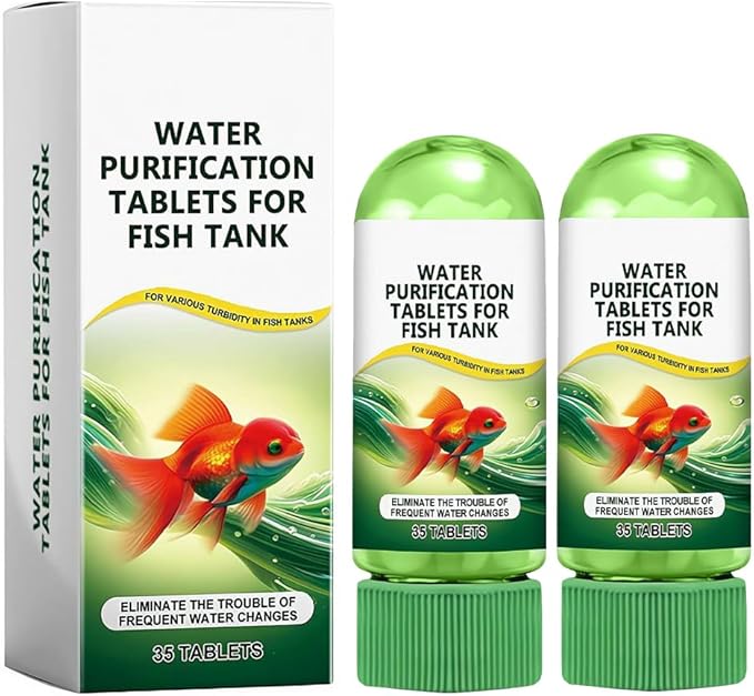 2PC Water Purification Tablets for Fish Tank,Powerful Aquarium Water Purification Tablet for Fish Tank,Efficient Clear Turbidity & Improve WaterQuality,Remove All Kinds of Turbidity from FishTankWater