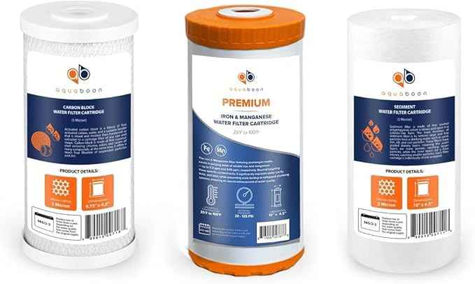 Aquaboon 5 Micron 10 x 4.5 Carbon Block Chlorine Reduction, Iron & Manganese Water Purification Cartrige and Sediment Water Filter - Whole House Water Filter Replacement, 1-Pack