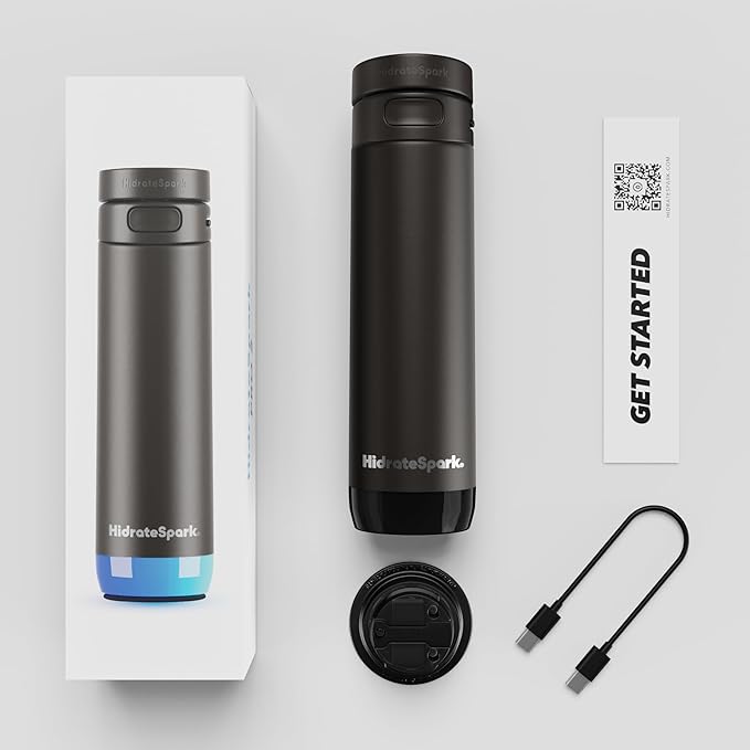 HidrateSpark PRO 2 21 oz Chug – Smart Hydration Bottle with Clinically Accurate Water Tracking & Extended Battery Life – Syncs with Apple Health, Fitbit, Smart Rings & Watches - Black