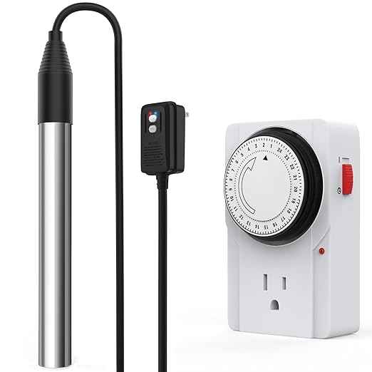 1500W Immersion Water Heater with Timer, Electric Fully Submersible Pool Water Heater, 24H Precise Temp Control for Baptistery, Hot Tub, Bucket, Camping Stock Tank, Bathtub, Small Inflate Pool