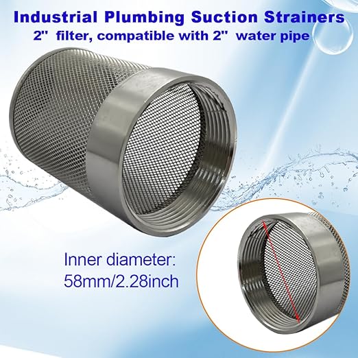 2inch SUS304 Stainless Steel Filter Head with Internal Thread Diameter of 58mm Connected to DN50 2" Water Pipe Filter Used to Remove Debris and Reduce Solid Entry