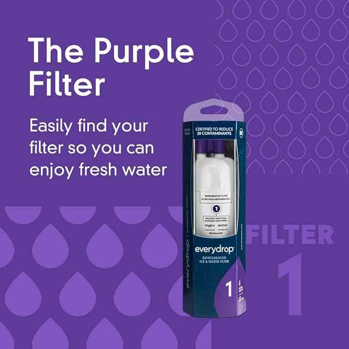 everydrop by Whirlpool Ice and Water Refrigerator Filter 1, EDR1RXD1, Single-Pack , Purple