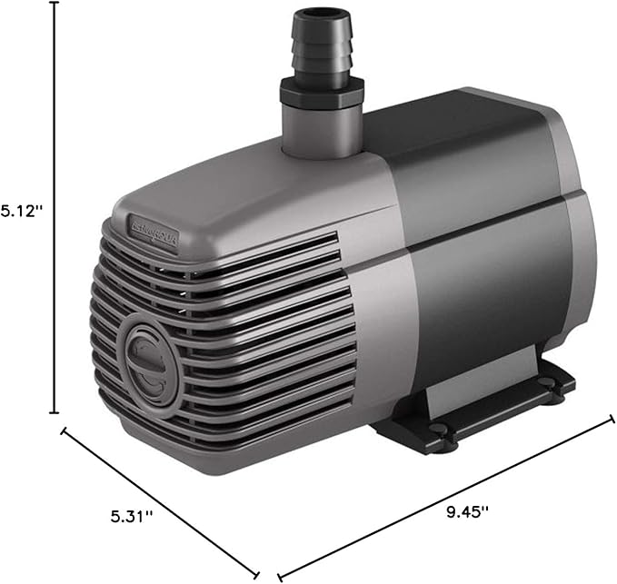 Hydrofarm AAPW1000 92-Watt 1110 GPH Indoor/Outdoor Hydroponic Aquarium Pond 6ft Power Cord for 55 Gallon Reservoirs Submersible Water Pump, Black