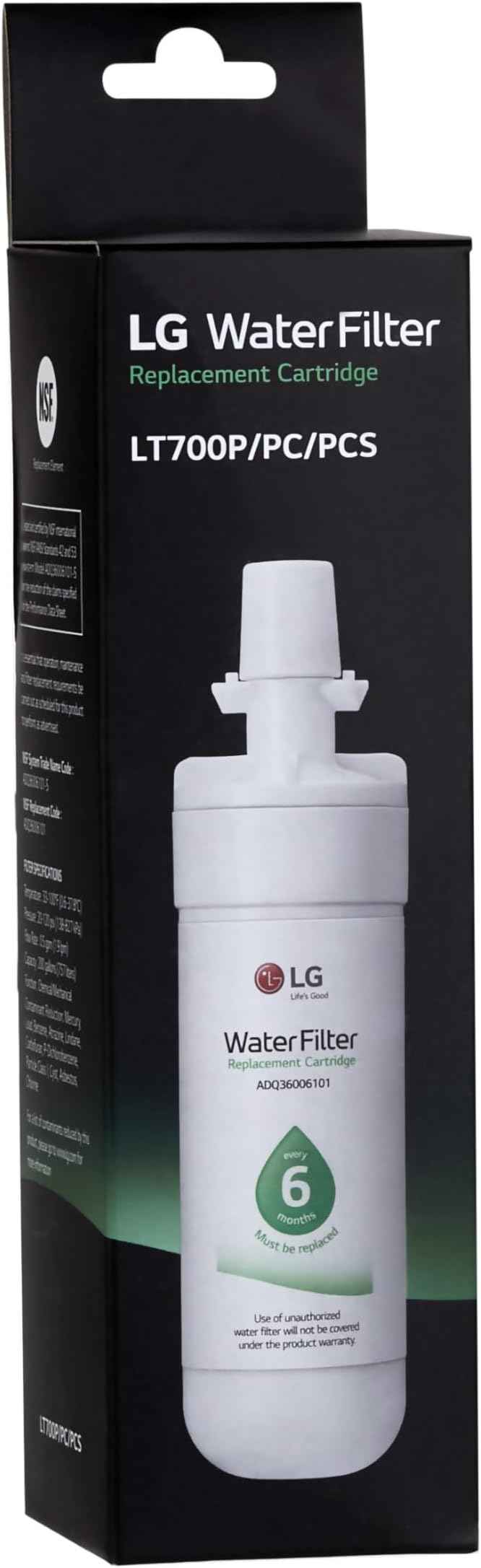 LG LT700P- 6 Month / 200 Gallon Capacity Replacement Refrigerator Water Filter (NSF42 and NSF53) ADQ36006101, ADQ36006113, ADQ75795103, or AGF80300702 , White , Single