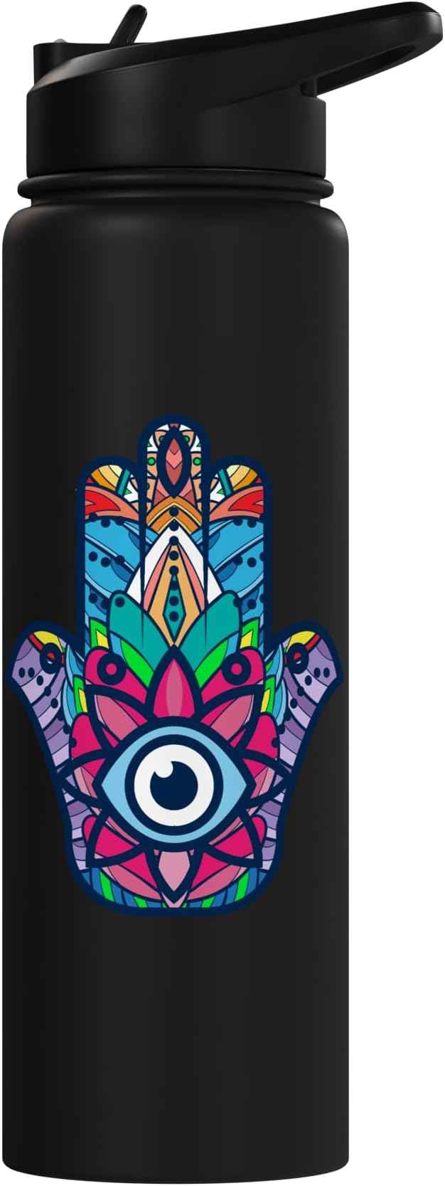 Colorful Nazar Amulet Hamsa Symbol Blue Evil Eye Ornament Stainless Steel Insulated Water Bottle