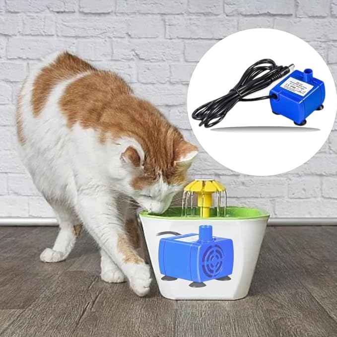YOUTHINK Fountain Pump, Silent Submersible Pet Fountain Pump Low-pressure Consumption with 5.9 Feet of Power Cord, Suitable for 1.6l and 2.1l Flower Fountains Blue