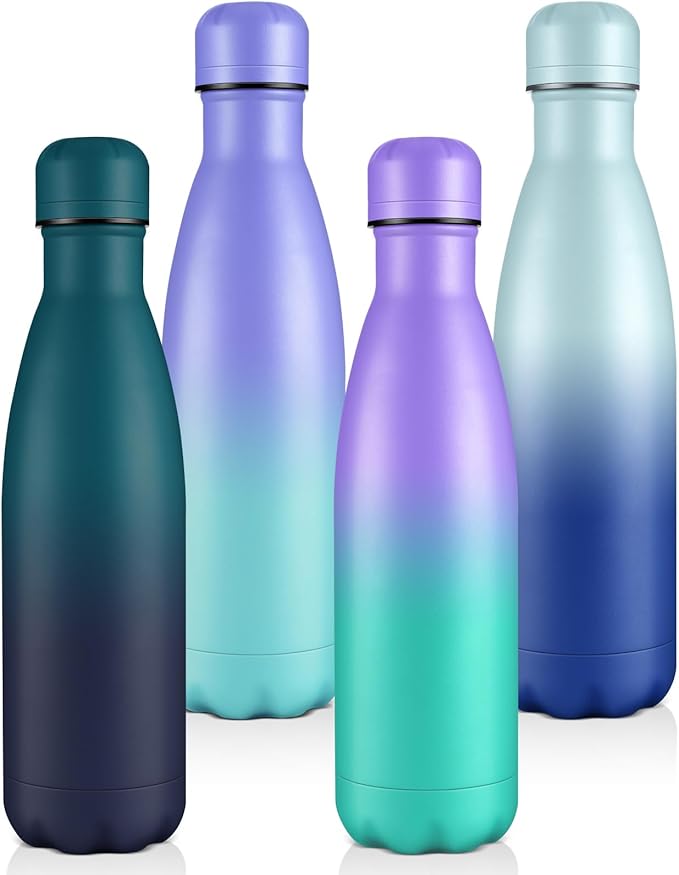 Volhoply 17oz Insulated Water Bottles MultiPack, BPA Free Water Bottle for Kids, Gym, Travel, Sports, Available in Packs of 1, 4, or 8（Mix,4 Pack）