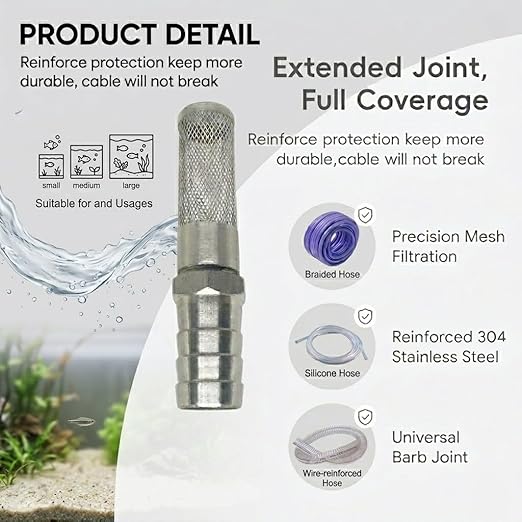 304 Stainless Steel Water Pump Filter Hose End Strainer Barbed Inline Mesh Screen, Assorted Sizes for Pressure Washer Garden RV Prevents Debris Clogging,1pcs(18mm 3/4 Inch)
