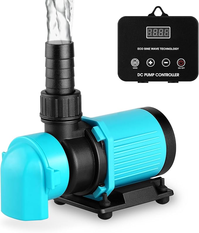 660GPH Aquarium Return pump with LCD display controller, DC 24V 25W aquarium pump for saltwater freshwater aquarium,fish tank,sump,20 speeds ECO Quiet Submersible and inline pump - AquaVibe