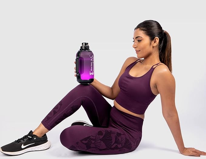Smart Water Bottle Series L-1 - Tracks Water Intake with Bluetooth, Glows & Remind You To Stay Hydrated | With Built-in Straw | Tracking your bottle | Set Reminders | Denim Black, 44 oz