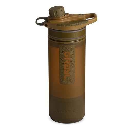 GRAYL GeoPress 24 oz Water Purifier Bottle - Filter for Hiking, Camping, Survival, Travel (Coyote Brown)