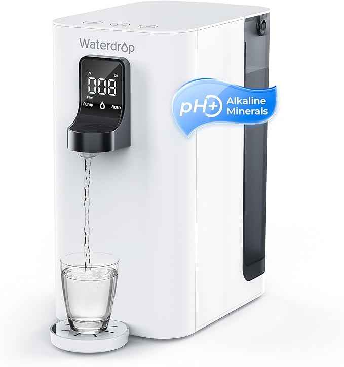 Waterdrop K19-SFK Reverse Osmosis Water Filter Countertop, Alkaline Minerals, Countertop Reverse Osmosis System, 3:1 Pure to Drain, Reduce PFAS, No Installation Required, BPA Free