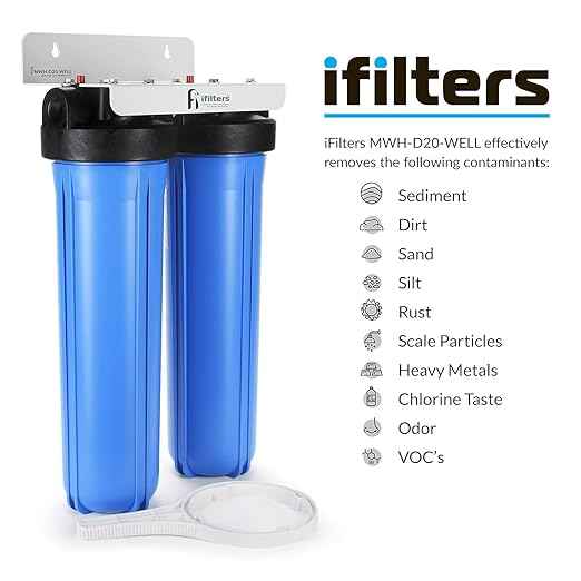 iFilters 2-Stage 20″ Well Water Whole House Filtration System | Dual-Stage Sediment & GAC/KDF Filters | Reduces Rust, Iron Sediment, Chlorine, Odor & Taste | 1″ Ports