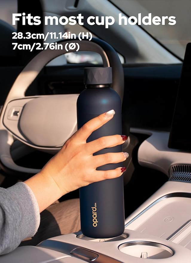 Opard Slim Pro Water Bottle 32oz, Plastic Water Bottle BPA-Free, Facetted Rubberized Grip-Texture Monocap, Leakproof Screw Top, Midnight Blue, Reusable for Travel School Sport Gym Hiking